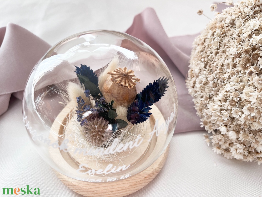 Esküvői szülőköszöntő üvegbúra édesanyáknak, nagymamáknak - kék-mákgubó - esküvő - emlék & ajándék - szülőköszöntő ajándék - Meska.hu