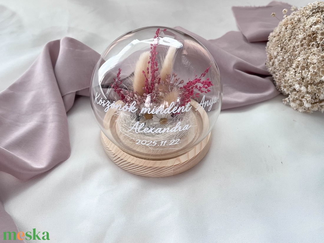 Szülőköszöntő üvegbúra esküvőre édesanyáknak, nagymamáknak - rózsanszín - esküvő - emlék & ajándék - szülőköszöntő ajándék - Meska.hu