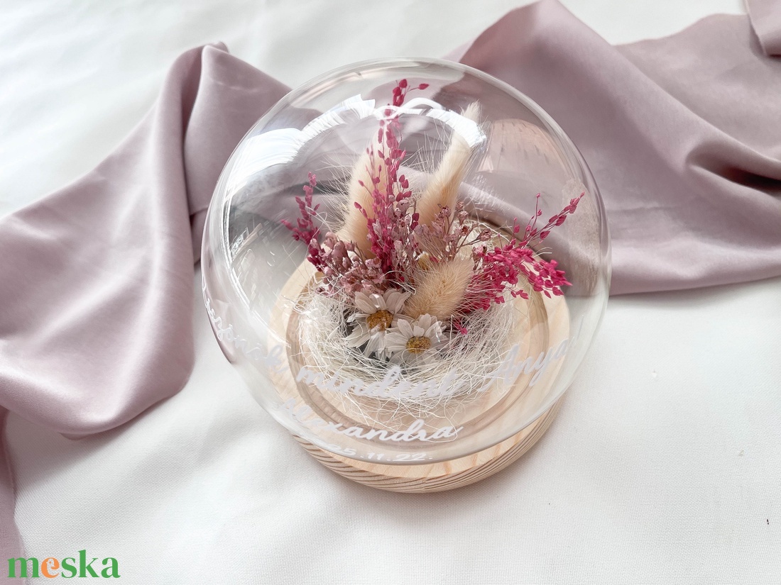 Szülőköszöntő üvegbúra esküvőre édesanyáknak, nagymamáknak - rózsanszín - esküvő - emlék & ajándék - szülőköszöntő ajándék - Meska.hu