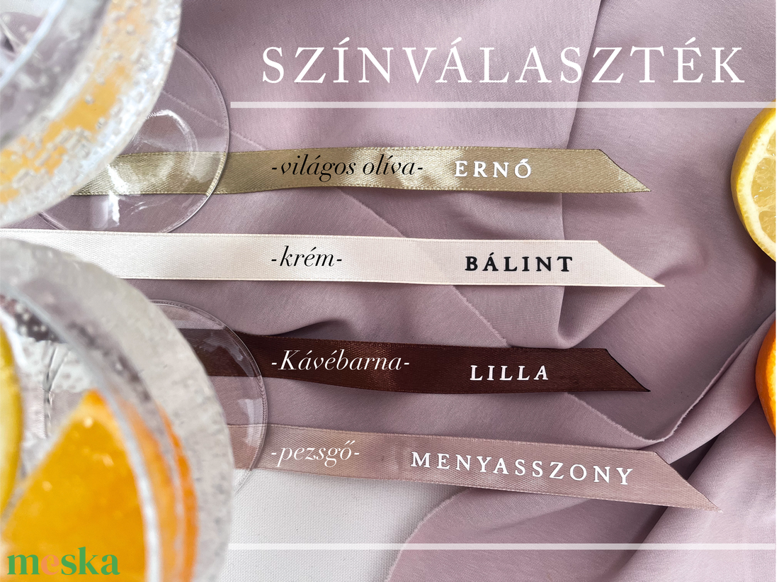 Névre szóló szatén szalag esküvői ültető - esküvő - dekoráció - helyszíni dekor - Meska.hu
