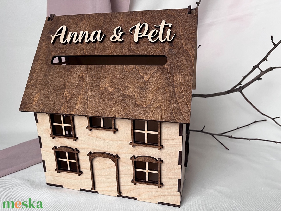 Nászajándék gyűjtő ház, esküvői pénzgyűjtő doboz - esküvő - emlék & ajándék - nászajándék - nászajándék gyűjtők - Meska.hu