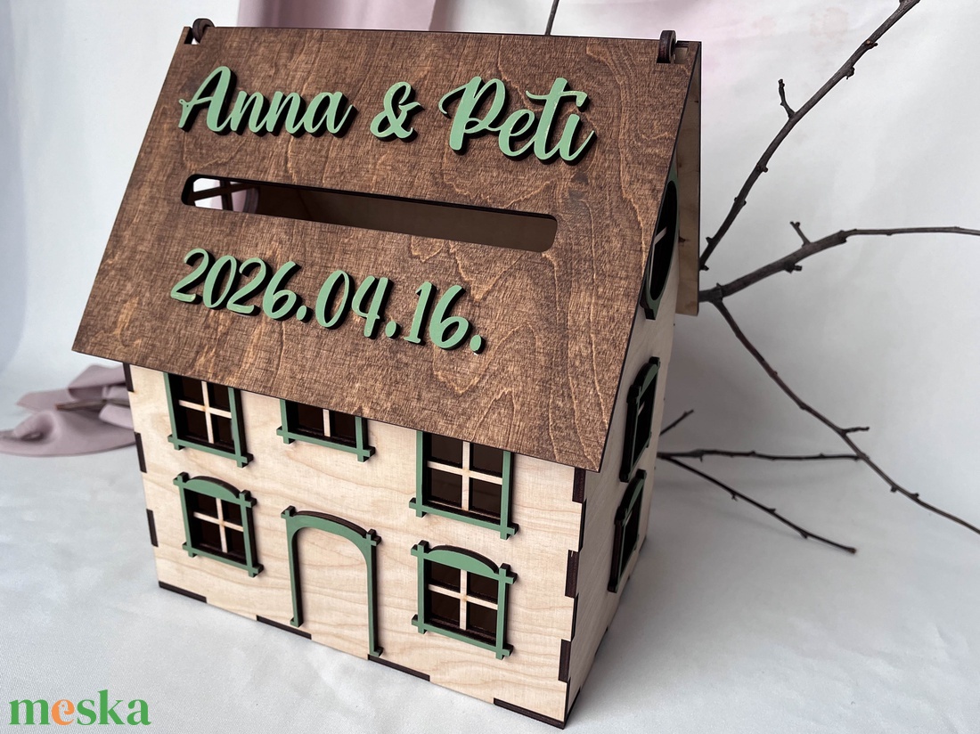 Esküvői borítékgyűjtő doboz, nászajándék-gyűjtő ház - színes - esküvő - emlék & ajándék - nászajándék - nászajándék gyűjtők - Meska.hu