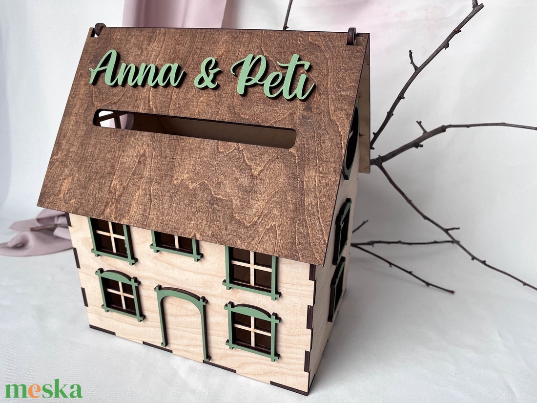 Esküvői borítékgyűjtő doboz, nászajándék-gyűjtő ház - színes - esküvő - emlék & ajándék - nászajándék - nászajándék gyűjtők - Meska.hu