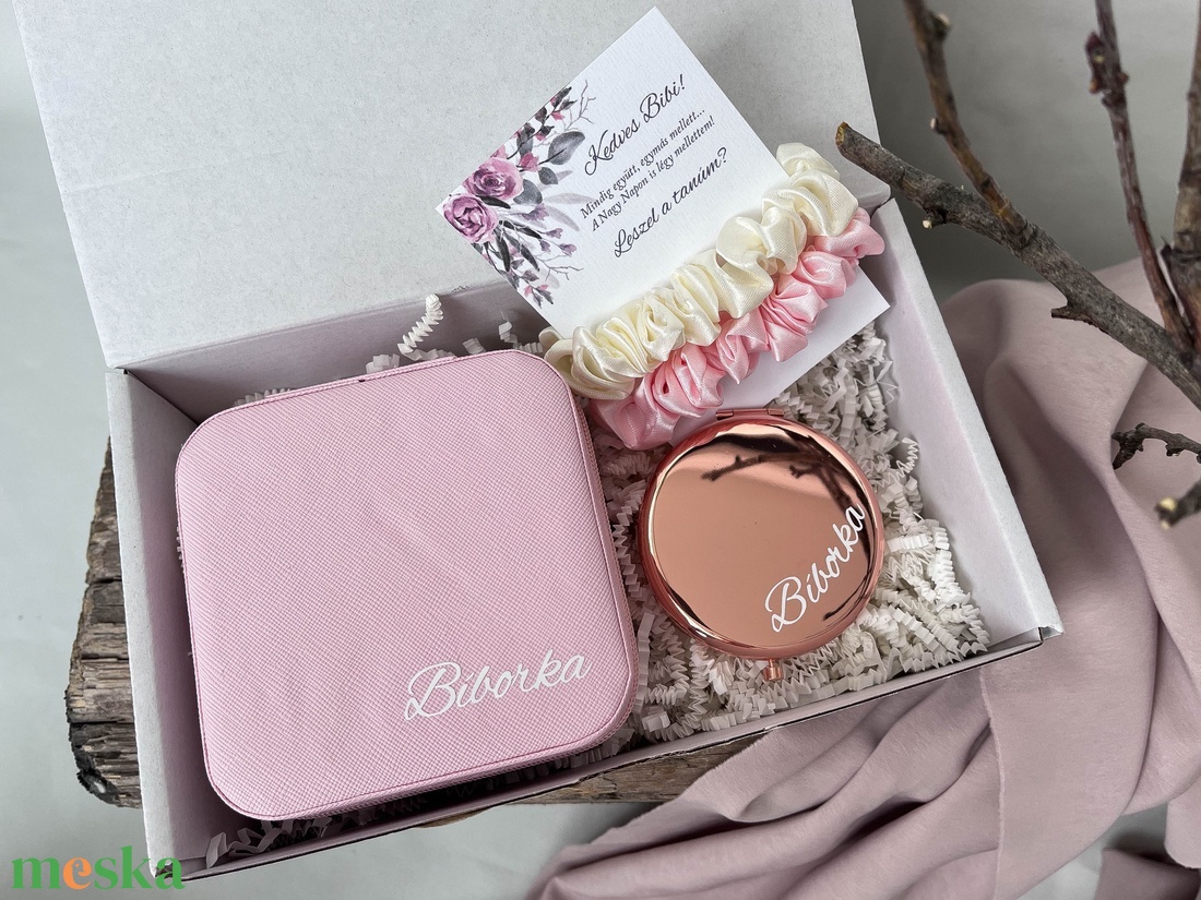 Tanúfelkérő ajándékcsomag, egyedi tanú felkérő szett - rózsaszín-fehér - esküvő - meghívó & kártya - tanú felkérő - Meska.hu