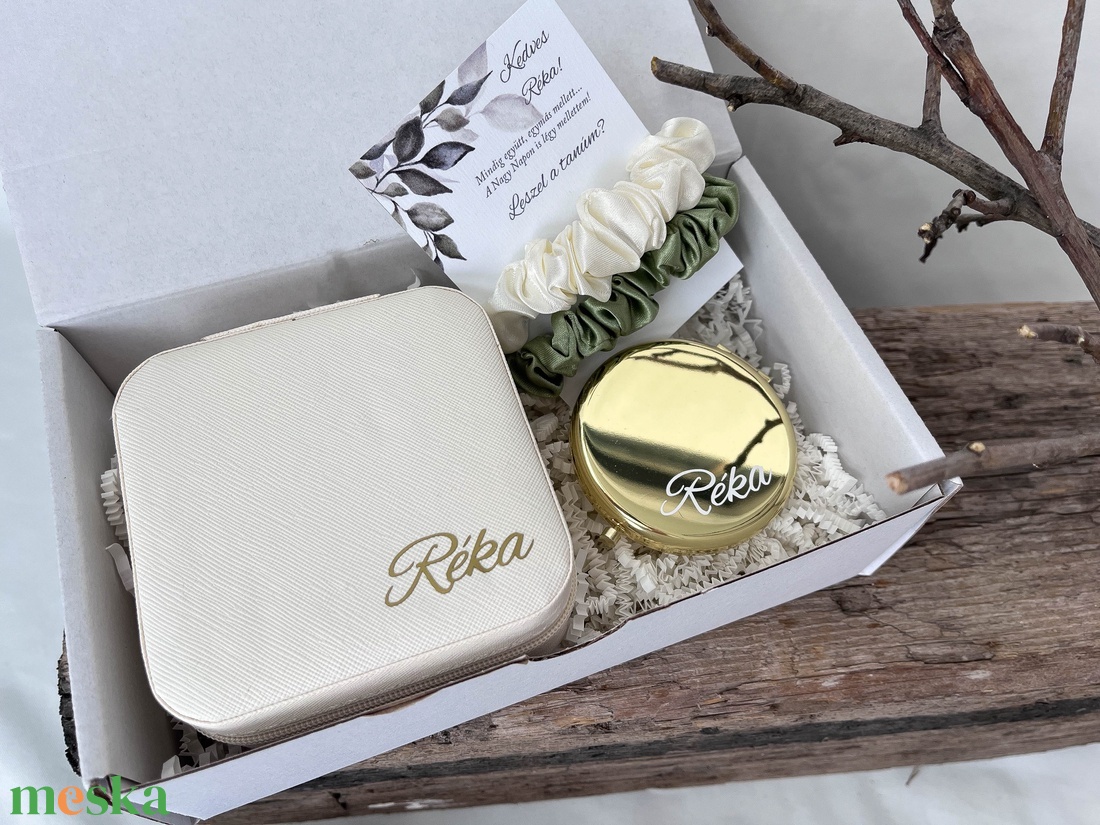 Tanúfelkérő ajándék szett, egyedi csajos tanú felkérő csomag - fehér-arany - esküvő - meghívó & kártya - tanú felkérő - Meska.hu