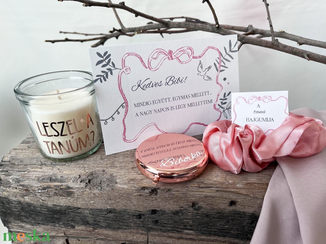 Tanúfelkérő ajándékcsomag, egyedi csajos koszorúslány felkérő szett - fehér-rózsaszín - esküvő - meghívó & kártya - tanú felkérő - Meska.hu