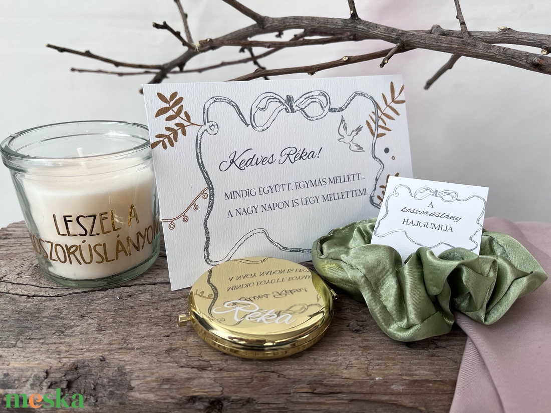 Koszorúslány felkérő ajándékcsomag, egyedi tanúfelkérő szett - fehér-zöld - esküvő - meghívó & kártya - tanú felkérő - Meska.hu
