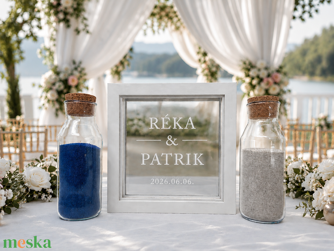 Esküvői homoköntő ceremónia szett, keretes homokceremónia szett - esküvő - esküvői ceremónia - homokceremónia szettek - Meska.hu
