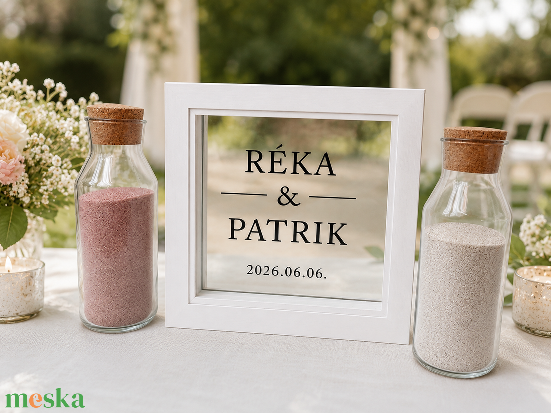Esküvői homokceremónia szett, keretes homoköntő szett - esküvő - esküvői ceremónia - homokceremónia szettek - Meska.hu