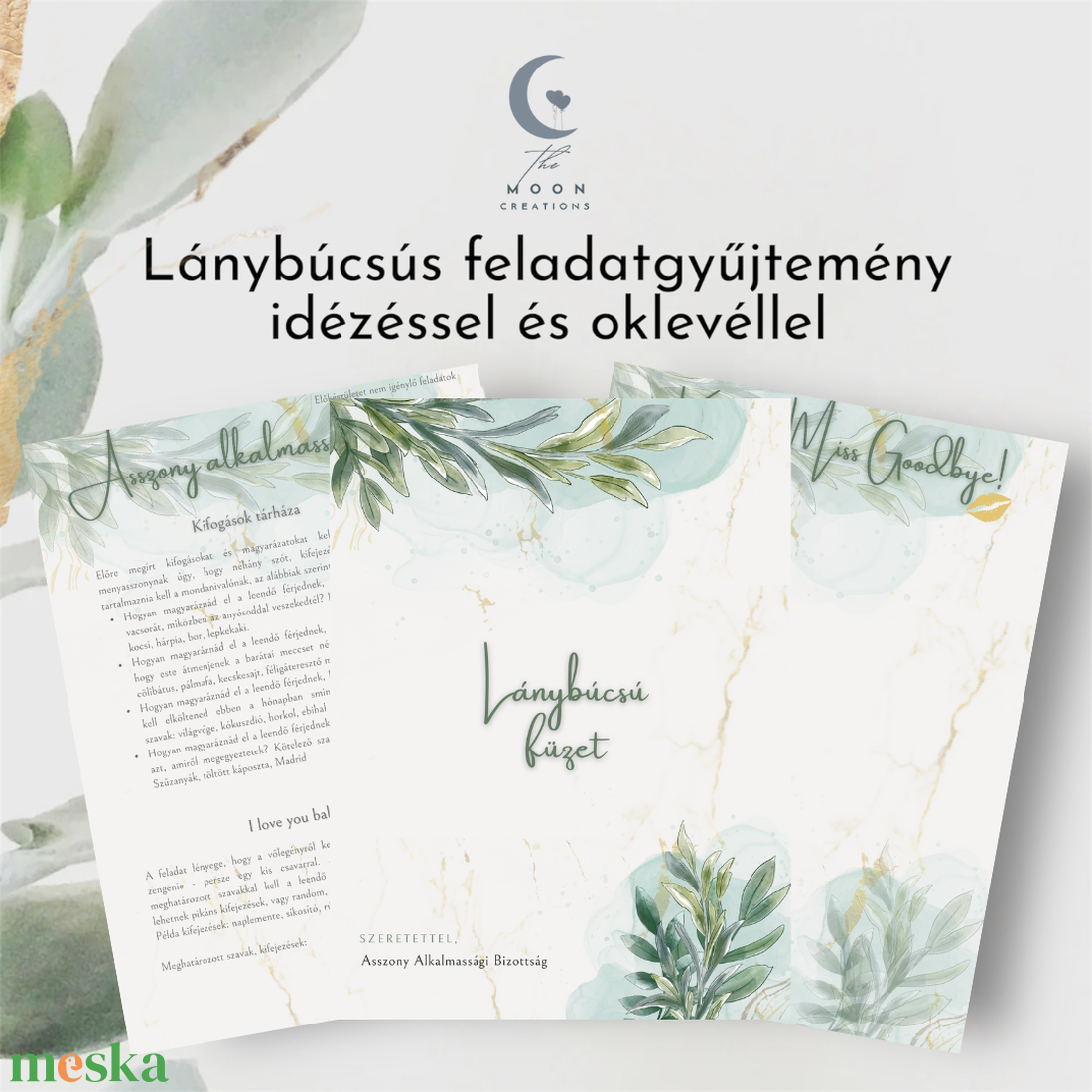 Menyasszony füzet / Lánybúcsú füzet - Greenery - esküvő - lánybúcsú - Meska.hu Menyasszony füzet / Lánybúcsú füzet - Greenery - esküvő - lánybúcsú - Meska.hu