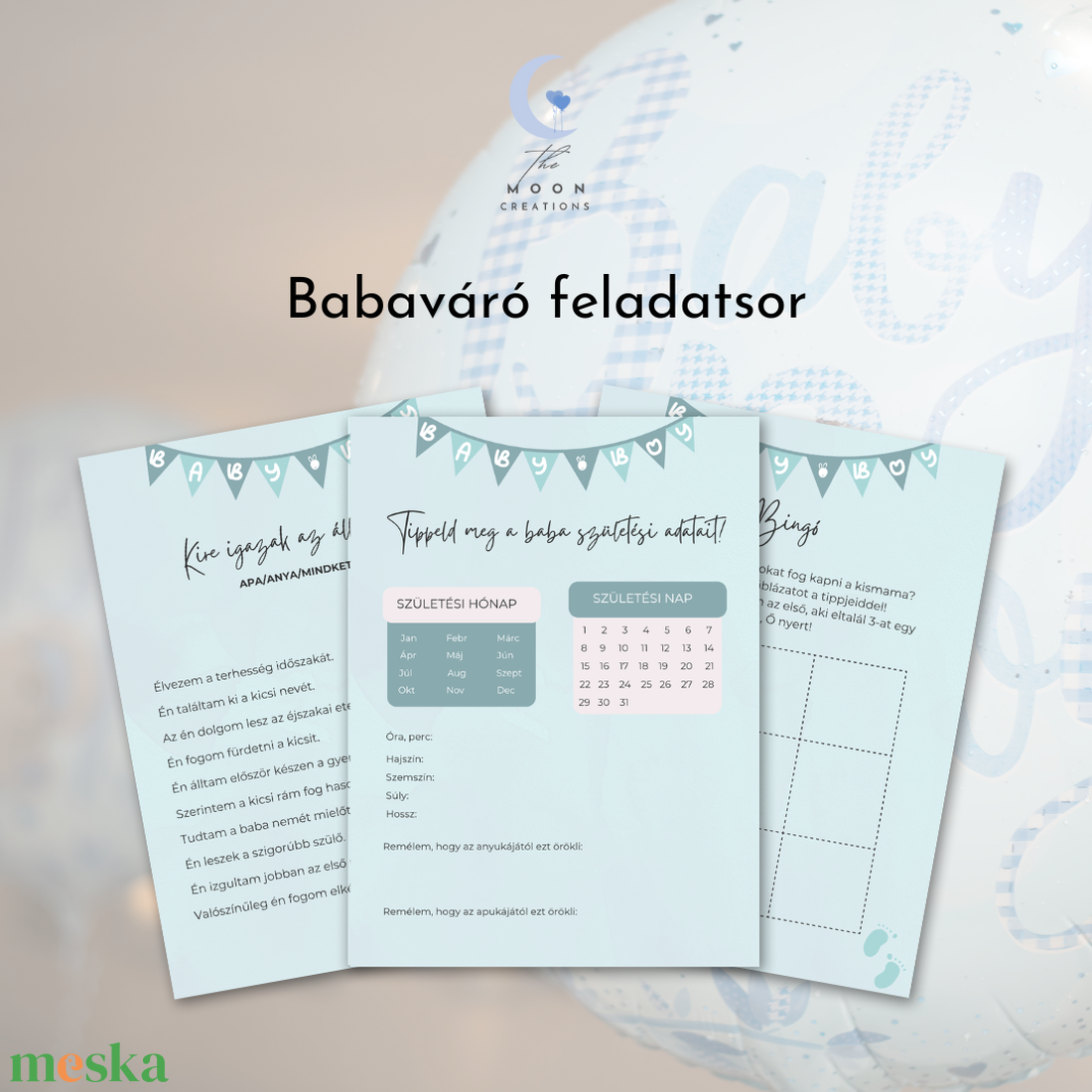 Babaváró feladatsor - kisfiús design -  - Meska.hu