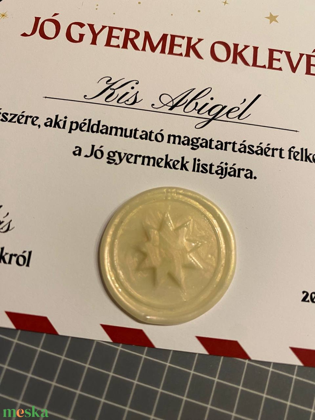 Mikulás Jó gyermek oklevél viaszpecséttel - karácsony - mikulás - mikulás ajándékok - Meska.hu