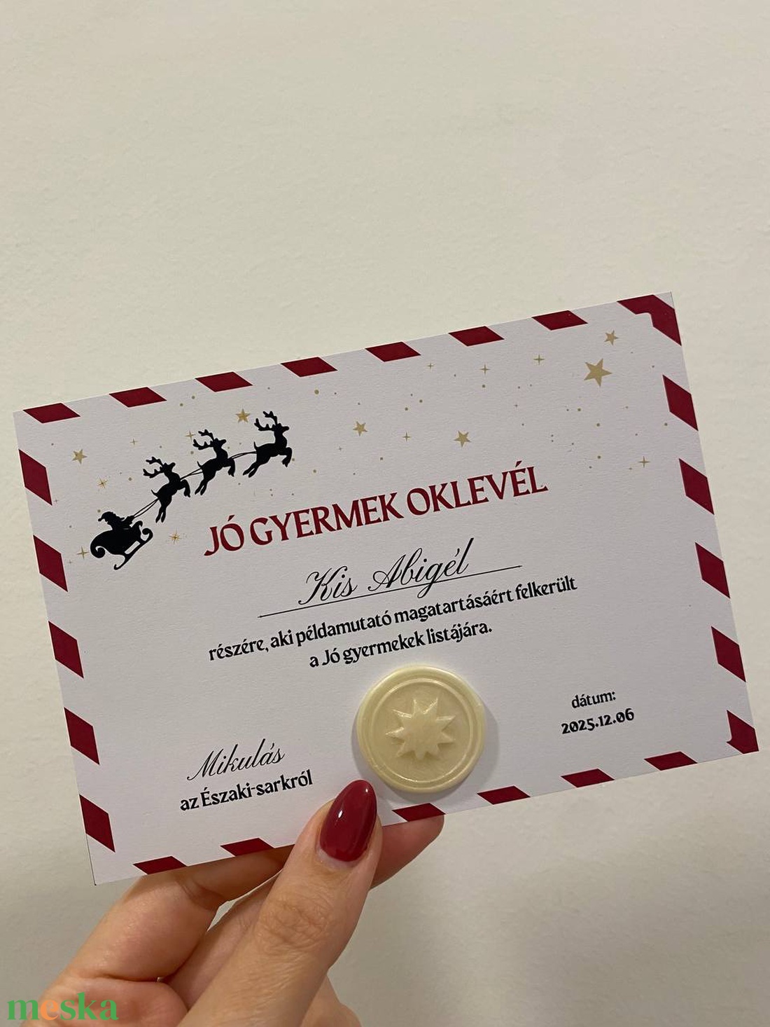 Mikulás Jó gyermek oklevél viaszpecséttel - karácsony - mikulás - mikulás ajándékok - Meska.hu