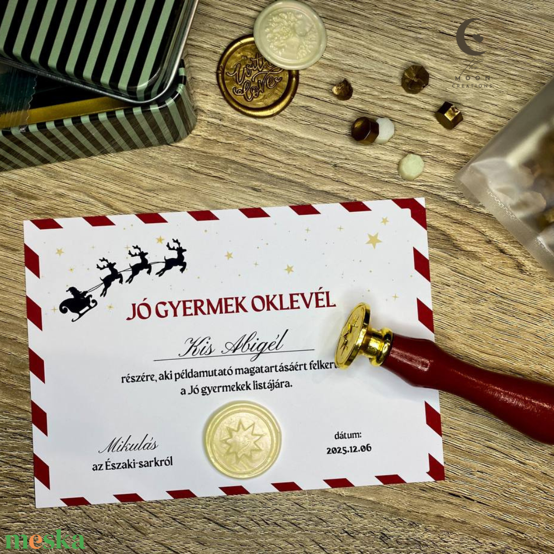 Mikulás Jó gyermek oklevél viaszpecséttel - karácsony - mikulás - mikulás ajándékok - Meska.hu