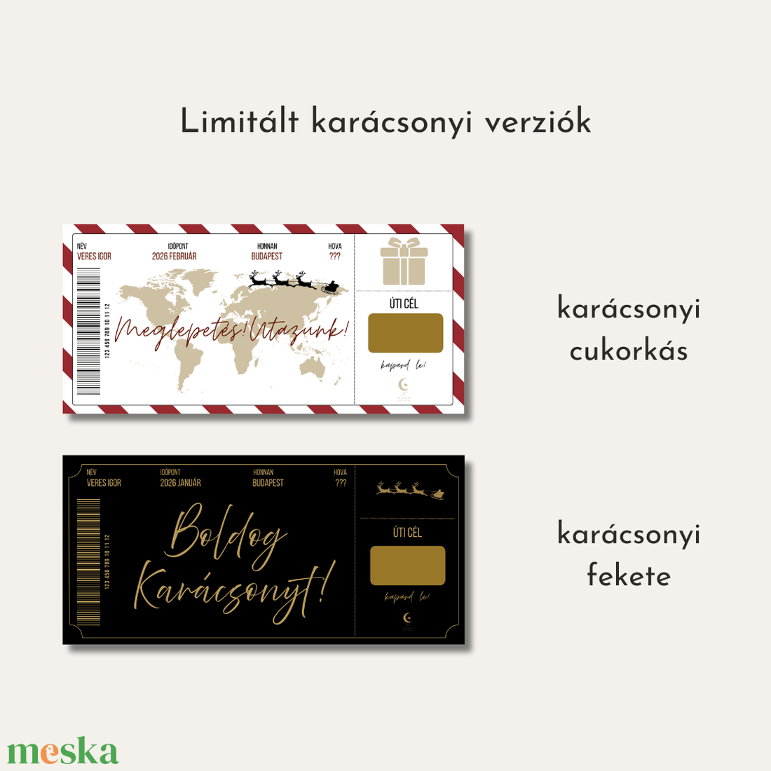 Utazós ajándékkártya kaparós felülettel  - karácsony - karácsonyi ajándékozás - karácsonyi képeslap, üdvözlőlap, ajándékkísérő - Meska.hu