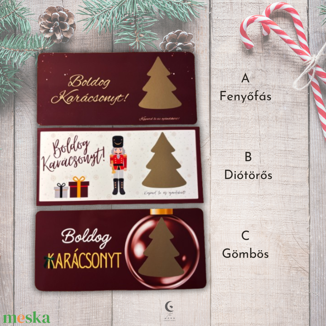 Karácsonyi ajándékkártya kaparós felülettel - ÚJ - karácsony - karácsonyi ajándékozás - karácsonyi képeslap, üdvözlőlap, ajándékkísérő - Meska.hu