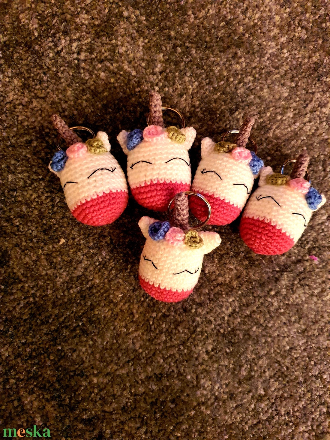 Horgolt cuki Unikornis kulcstartó - táska & tok - kulcstartó & táskadísz - kulcstartó - Meska.hu