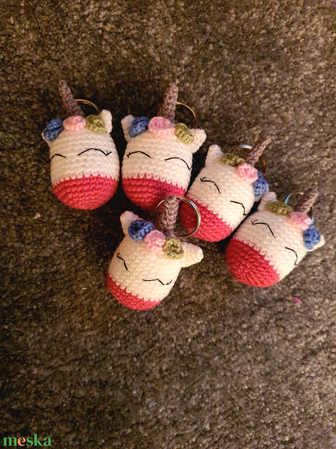 Horgolt cuki Unikornis kulcstartó - táska & tok - kulcstartó & táskadísz - kulcstartó - Meska.hu