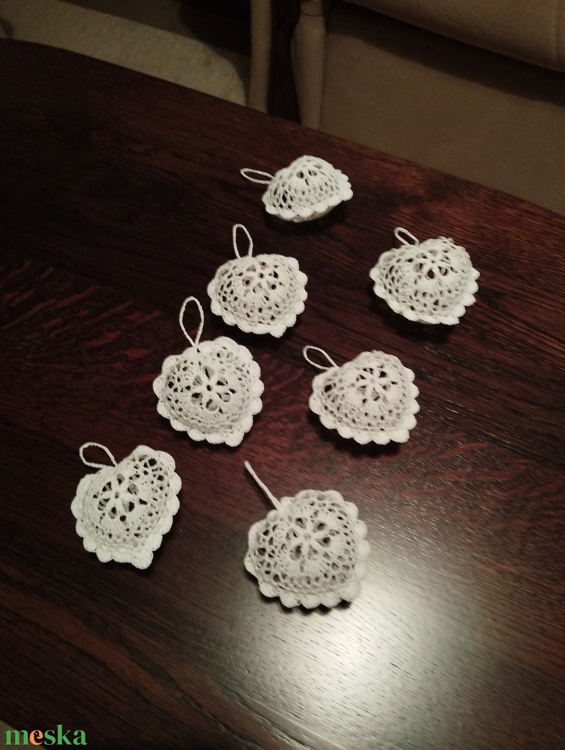 Horgolt karácsonyi szivecske  - karácsony - adventi díszek - adventi asztaldísz - Meska.hu