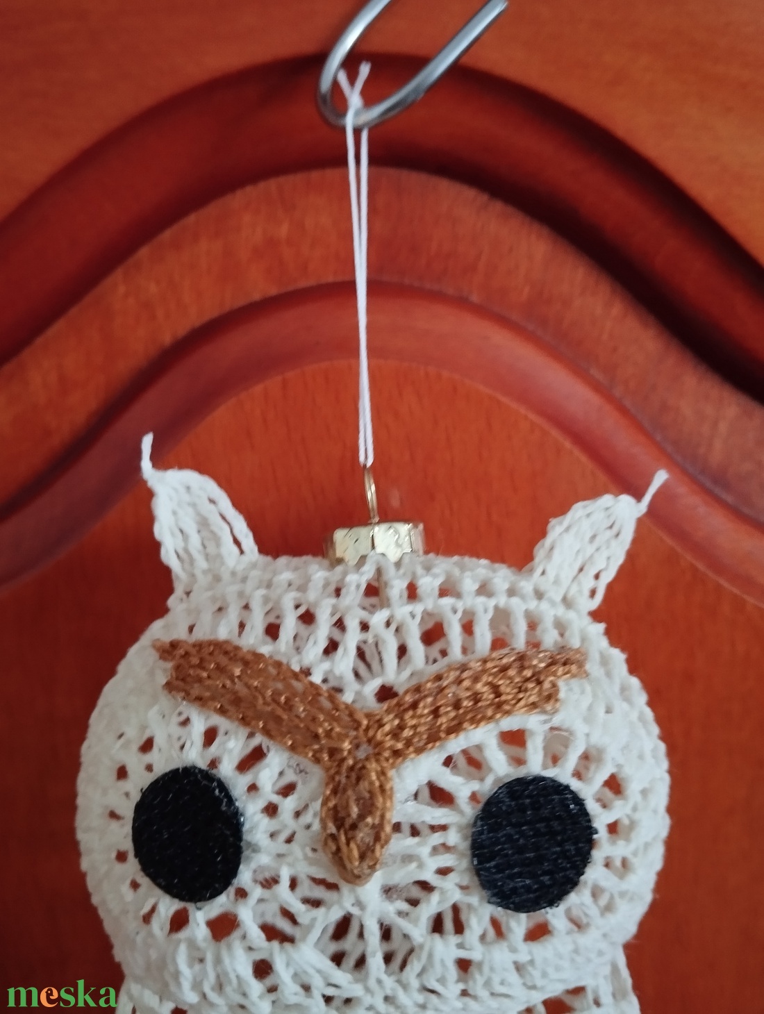 Horgolt bagoly  - karácsony - karácsonyi lakásdekoráció - karácsonyfadíszek - Meska.hu