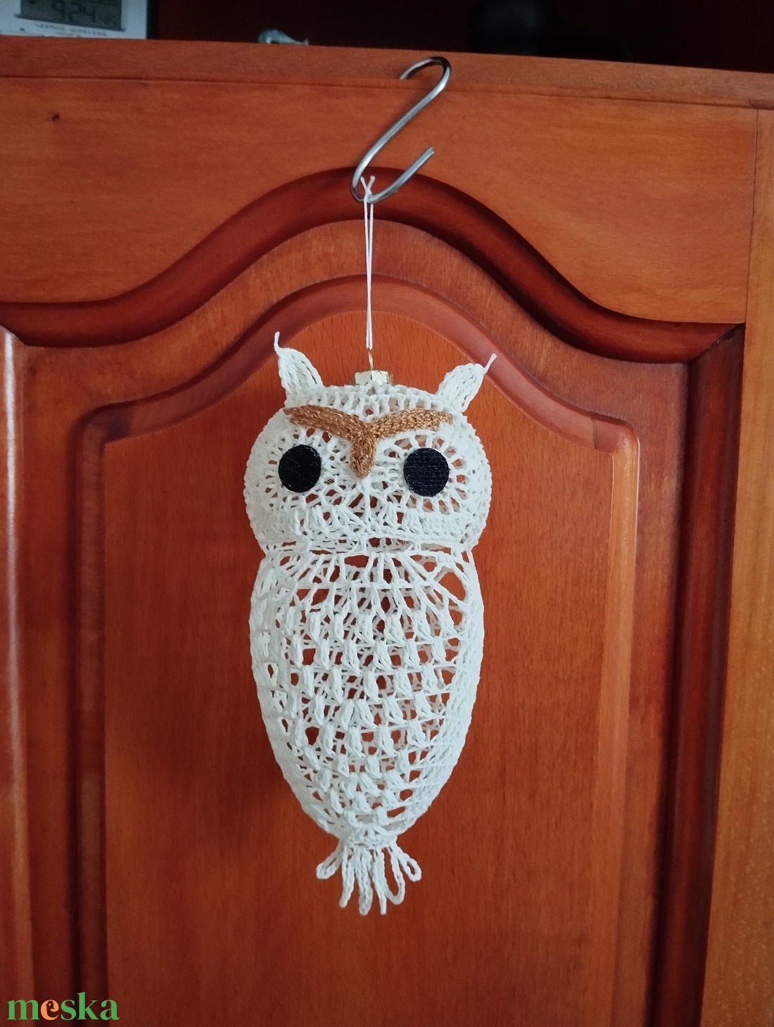 Horgolt bagoly  - karácsony - karácsonyi lakásdekoráció - karácsonyfadíszek - Meska.hu