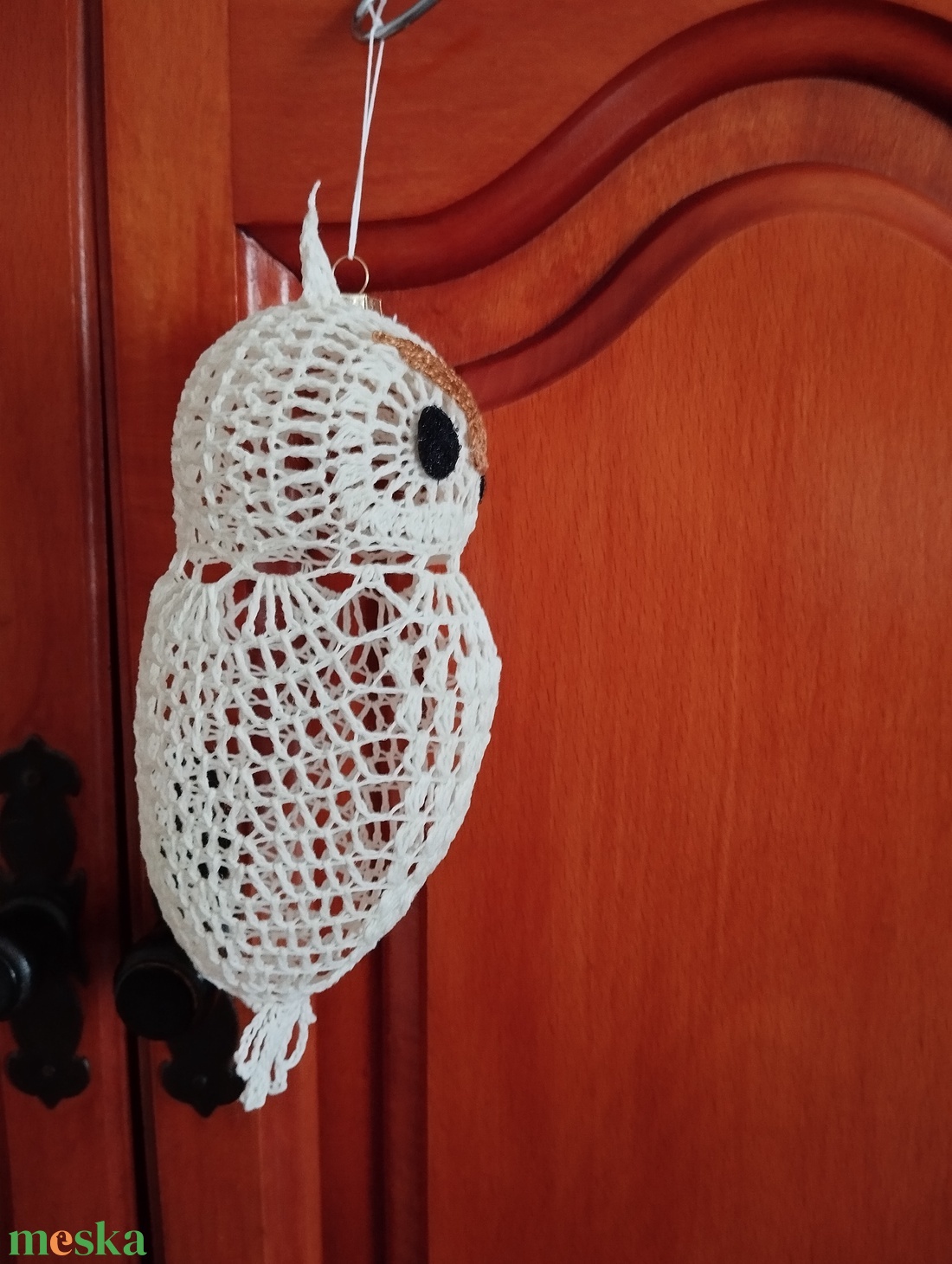 Horgolt bagoly  - karácsony - karácsonyi lakásdekoráció - karácsonyfadíszek - Meska.hu