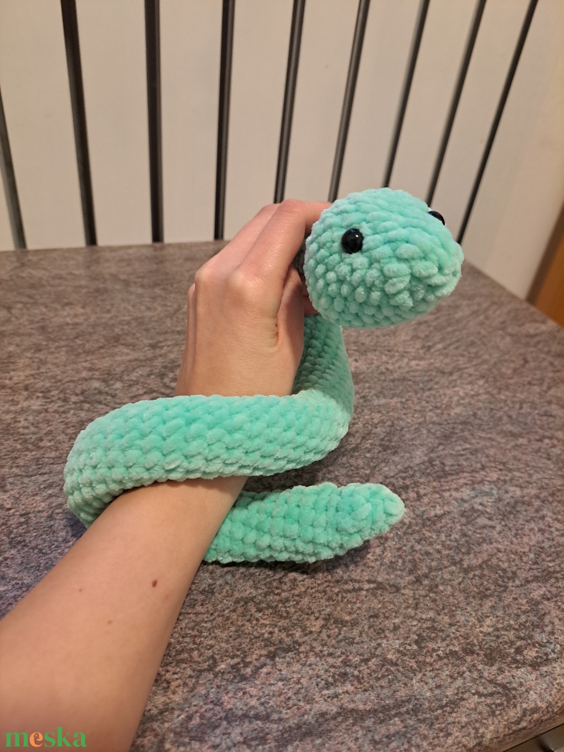 Kígyó amigurumi zöld - játék & sport - plüssállat & játékfigura - más figura - Meska.hu