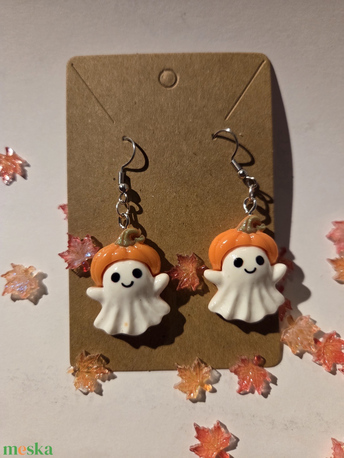 Cuki halloweeni szellem fülbevaló - otthon & életmód - dekoráció - halloween - halloweeni ékszerek - Meska.hu