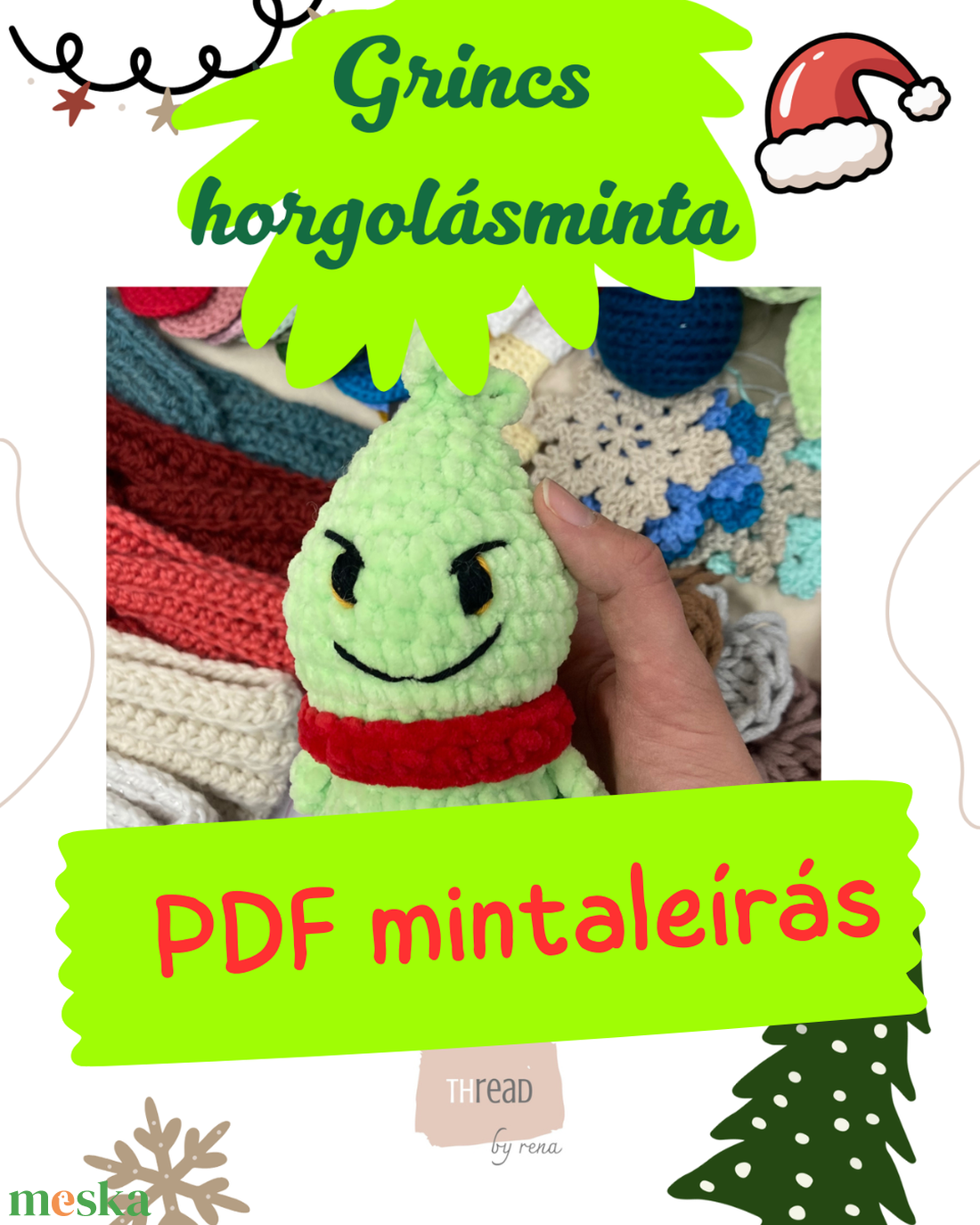 Grincs karácsonyi horgolásminta PDF - diy (csináld magad) - szabásminta, útmutató - horgolási minta - Meska.hu