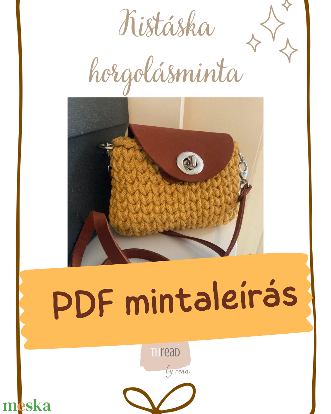 Kistáska válltáska horgolásminta PDF mintaleírás - party táska - diy (csináld magad) - szabásminta, útmutató - horgolási minta - Meska.hu