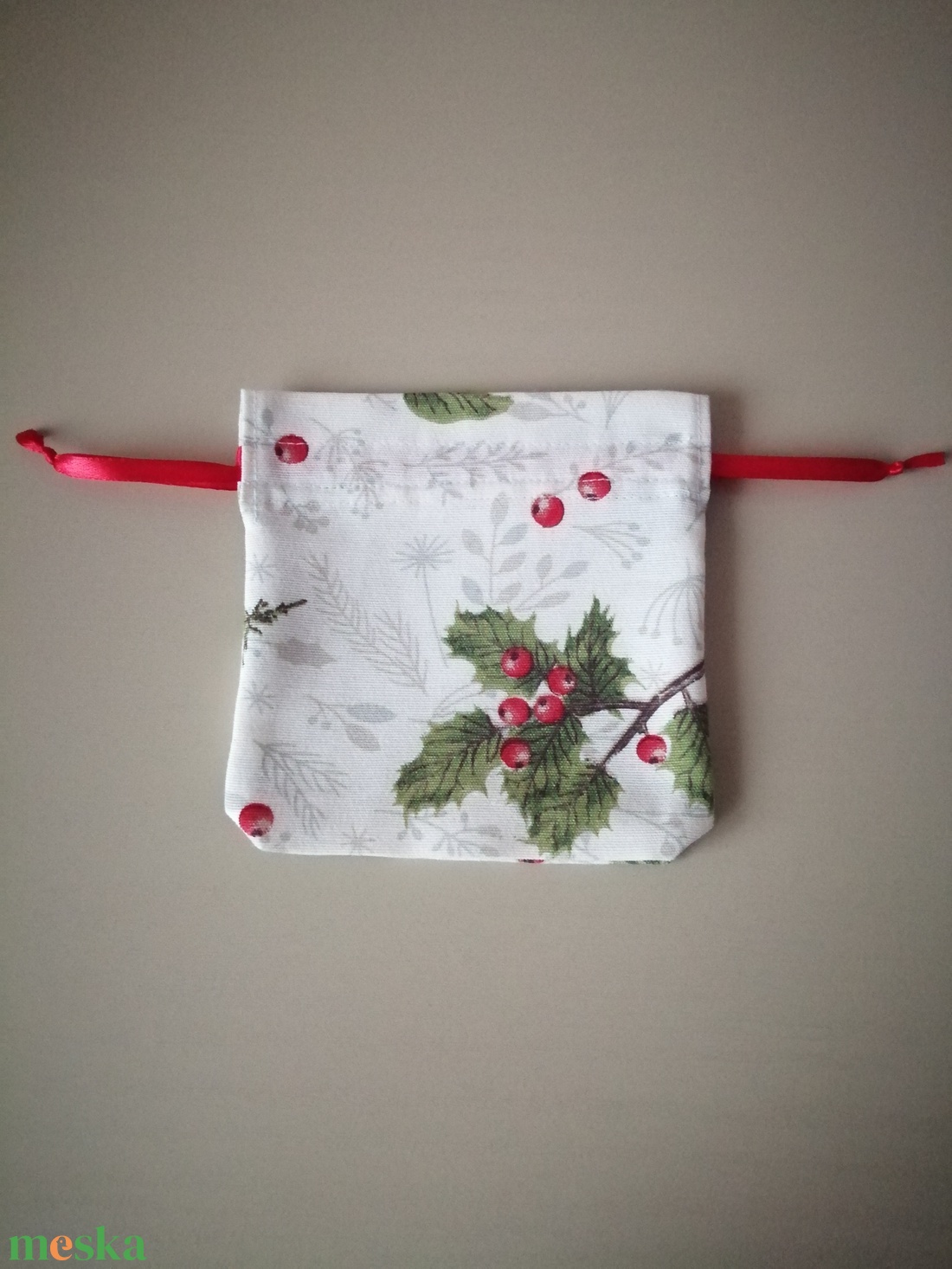 Karácsonyi, ünnepi kis méretű vászon ajándékzsák - karácsony - karácsonyi ajándékozás - karácsonyi ajándékcsomagolás - Meska.hu