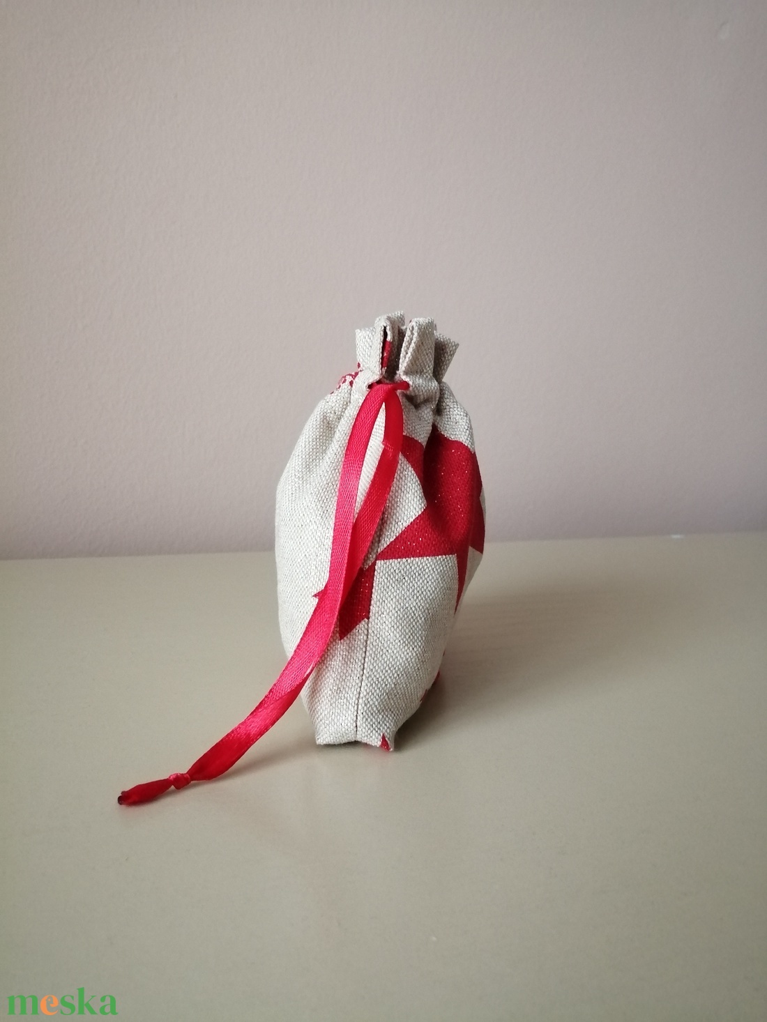 Karácsonyi, ünnepi kis méretű vászon ajándékzsák - karácsony - karácsonyi ajándékozás - karácsonyi ajándékcsomagolás - Meska.hu