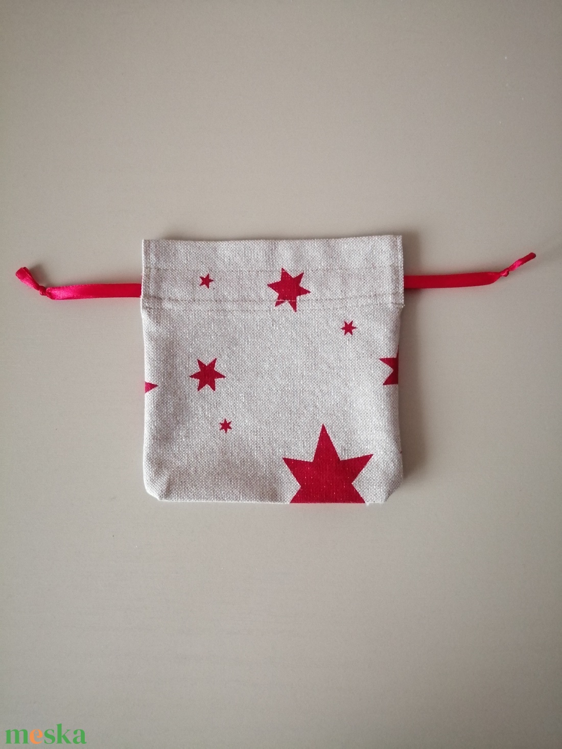 Karácsonyi, ünnepi kis méretű vászon ajándékzsák - karácsony - karácsonyi ajándékozás - karácsonyi ajándékcsomagolás - Meska.hu
