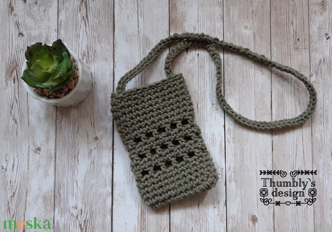 Horgolt nyakba akasztható telefontartó - táska & tok - pénztárca & más tok - telefontok - Meska.hu