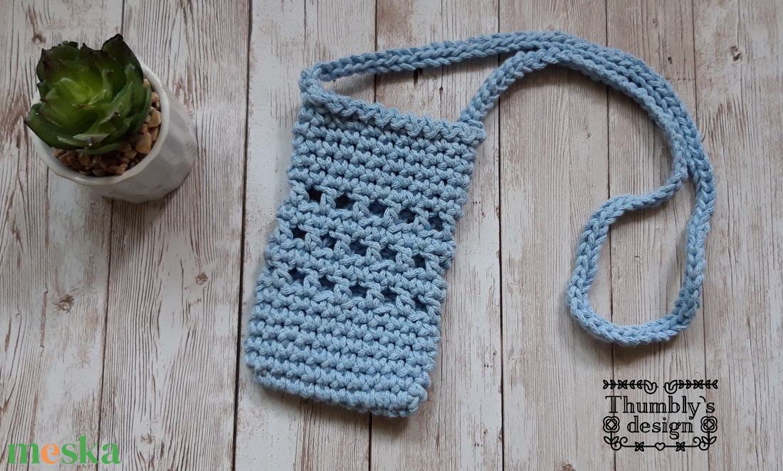 Horgolt nyakba akasztható telefontartó - táska & tok - pénztárca & más tok - telefontok - Meska.hu