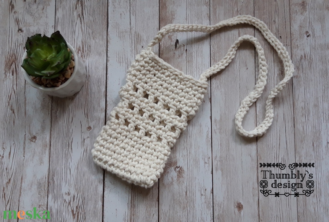 Horgolt nyakba akasztható telefontartó - táska & tok - pénztárca & más tok - telefontok - Meska.hu