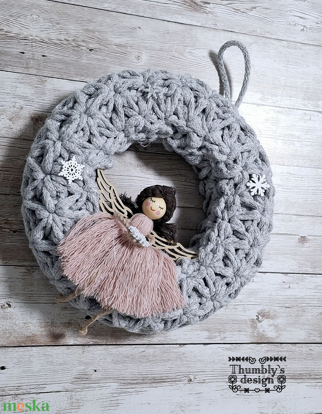 Angyalkás kopogtató  - otthon & életmód - dekoráció - ajtó- és ablak dekoráció - ajtódísz & kopogtató - Meska.hu