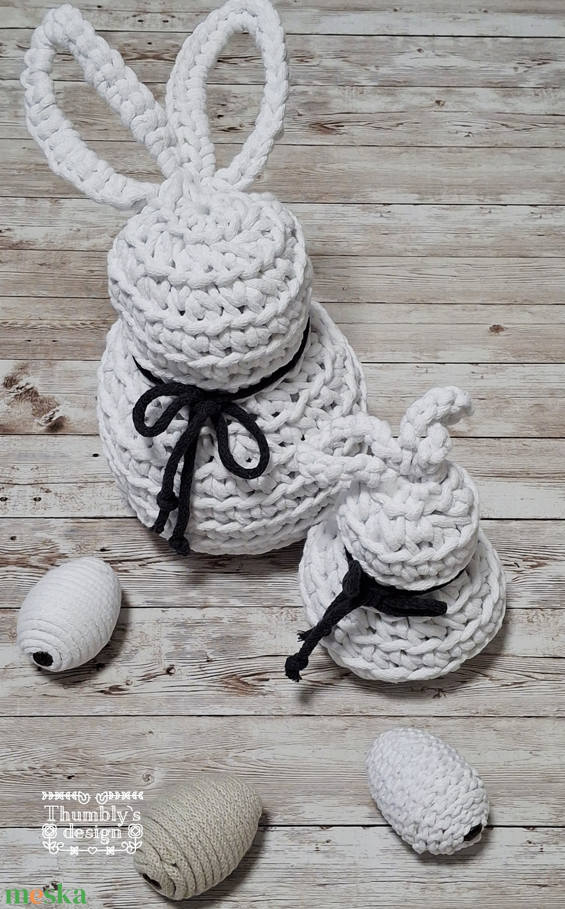 Horgolt nyuszik/ Crochet bunnys - ünnepi díszek, dekorációk - húsvéti díszek és dekorációk - húsvéti asztaldíszek - Meska.hu