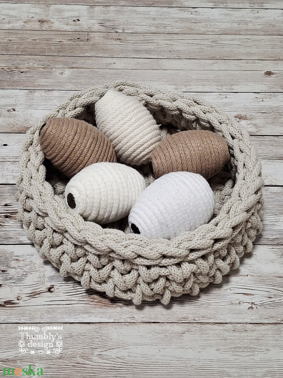 Horgolt húsvéti kosár  - ünnepi díszek, dekorációk - húsvéti díszek és dekorációk - húsvéti kosár - Meska.hu