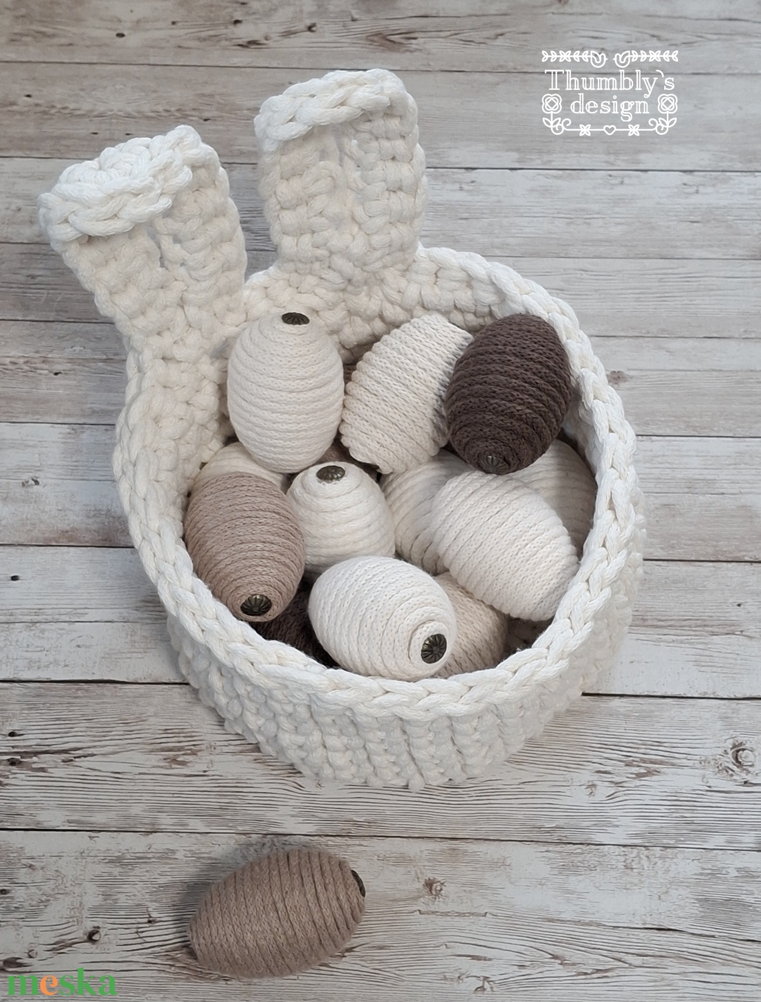 Horgolt húsvéti kosár  - ünnepi díszek, dekorációk - húsvéti díszek és dekorációk - húsvéti kosár - Meska.hu