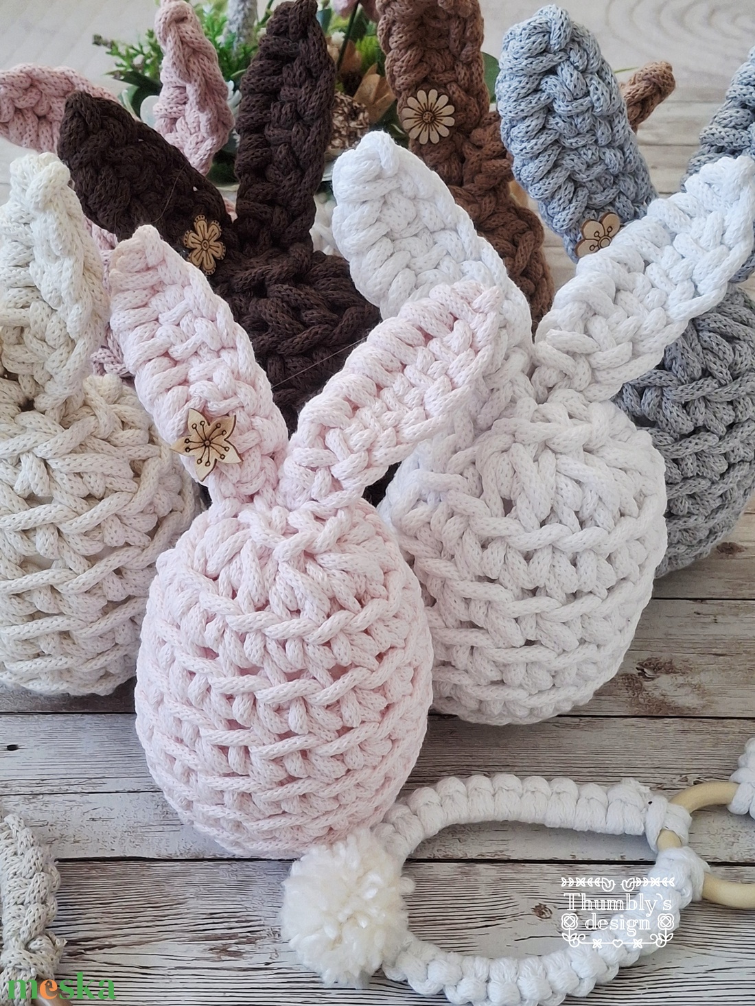 Horgolt nyuszi tojás - ünnepi díszek, dekorációk - húsvéti díszek és dekorációk - húsvéti asztaldíszek - Meska.hu