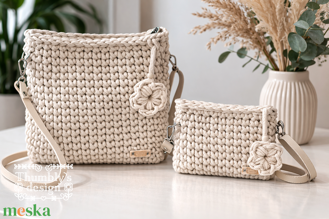 Horgolt Anya-lánya crossbody  - táska & tok - kézitáska & válltáska - válltáska - Meska.hu