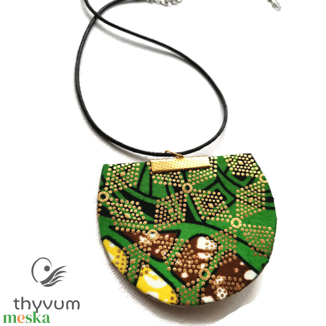 Florencia zöld arany textilékszer - ékszer - nyaklánc - medálos nyaklánc - Meska.hu