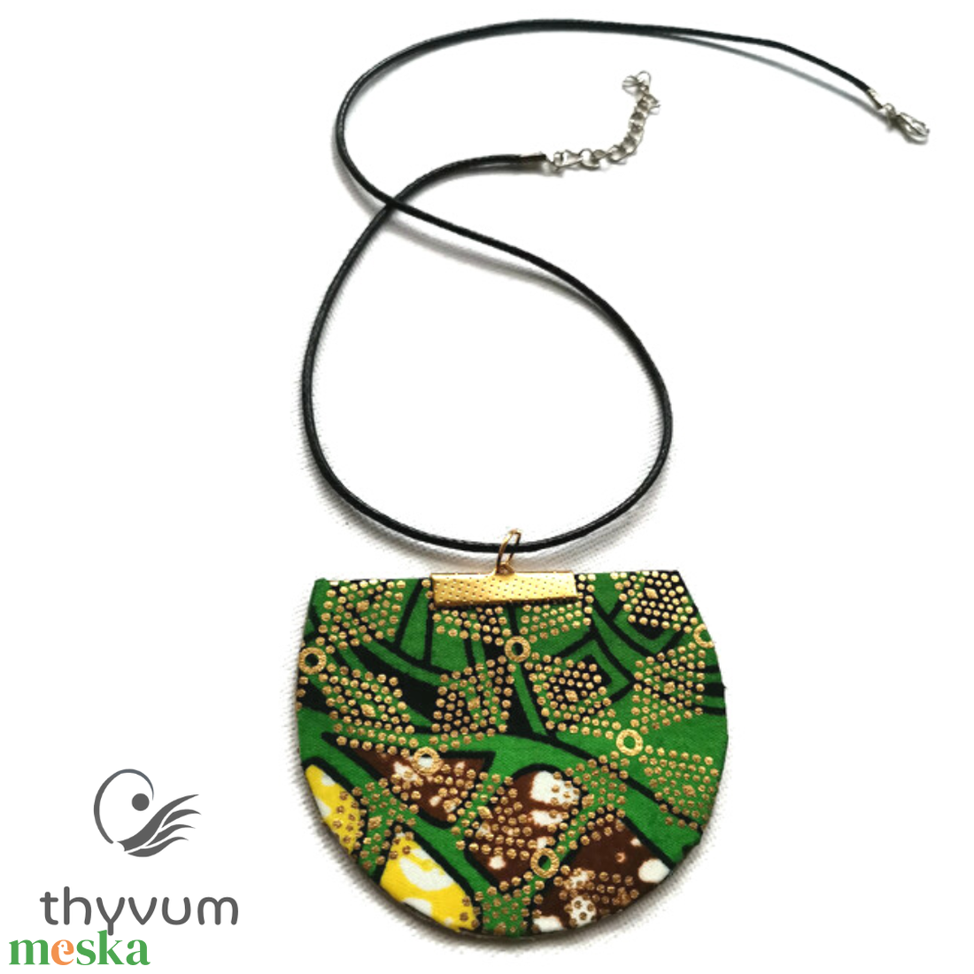 Florencia zöld arany textilékszer - ékszer - nyaklánc - medálos nyaklánc - Meska.hu