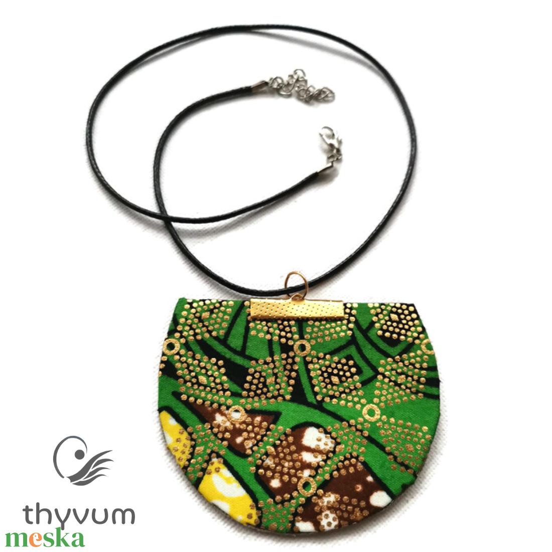 Florencia zöld arany textilékszer - ékszer - nyaklánc - medálos nyaklánc - Meska.hu