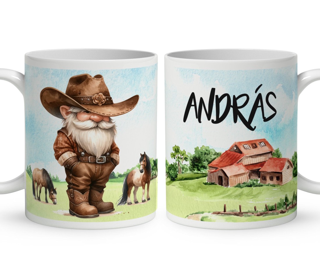 Névvel kérhető - Gazda manó lovakkal mintás bögre - otthon & életmód - konyhafelszerelés, tálalás - tálalás - bögre & csésze - Meska.hu