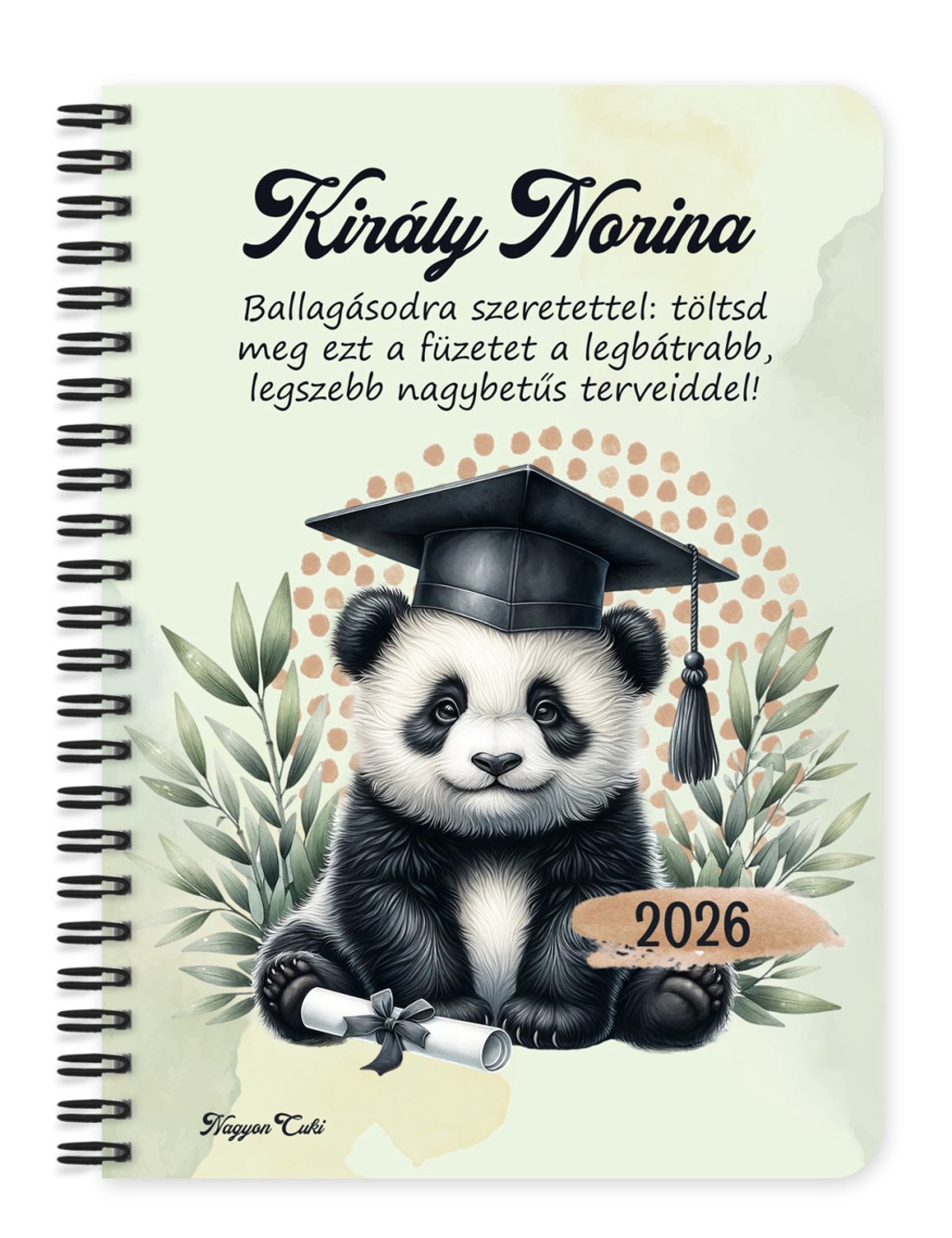 Személyre szabható - 2026 Ballagás - Panda mintás füzet - otthon & életmód - papír, írószer - jegyzetfüzet & napló - Meska.hu