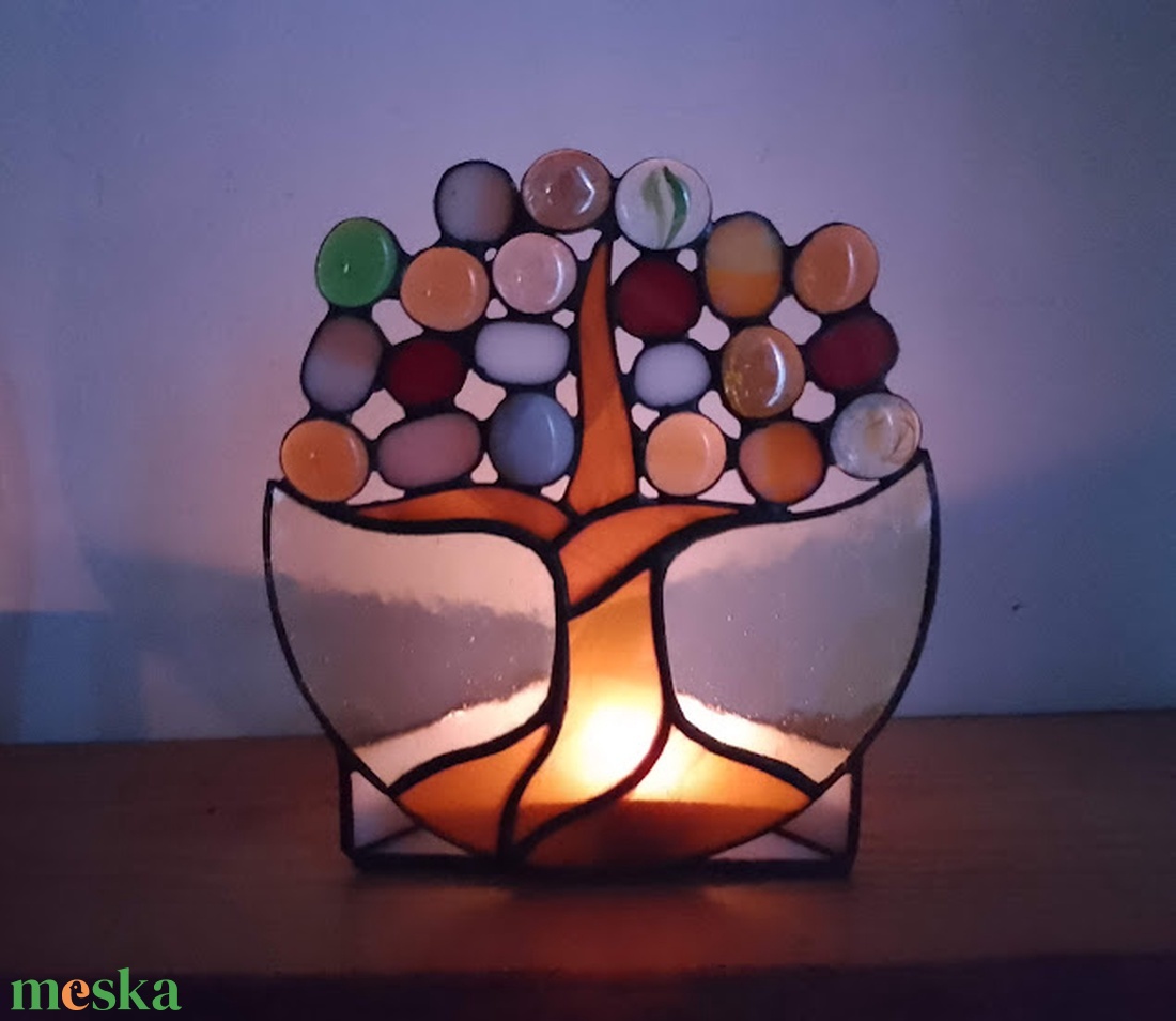 ÉLETFA tiffany mécsestartó.  - otthon & életmód - dekoráció - spiritualitás - füstölő és füstölőtartó - Meska.hu