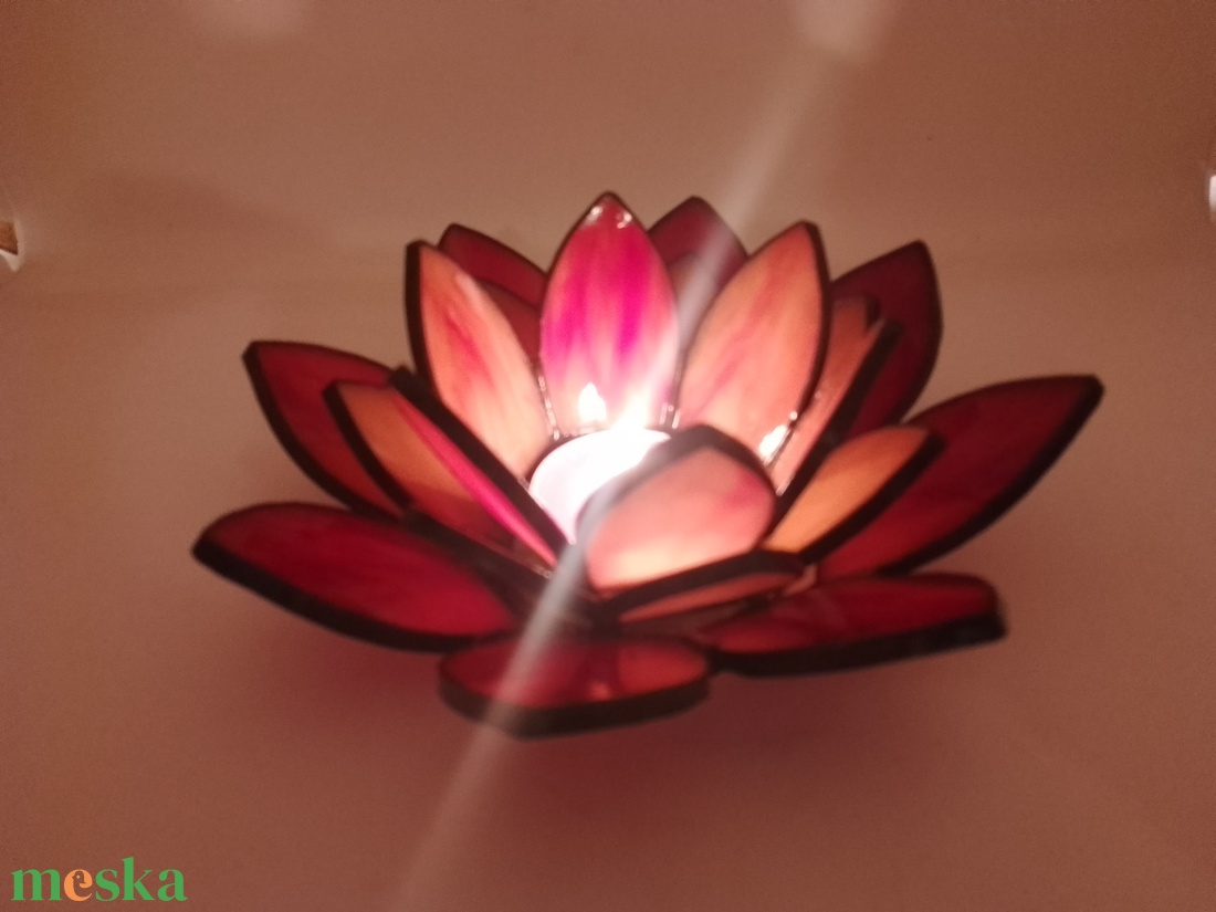 LÓTUSZVIRÁG tiffany mécsestartó.  - otthon & életmód - dekoráció - spiritualitás - mandala - Meska.hu