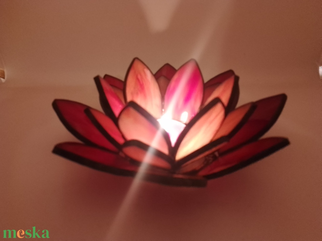 LÓTUSZVIRÁG tiffany mécsestartó.  - otthon & életmód - dekoráció - spiritualitás - mandala - Meska.hu